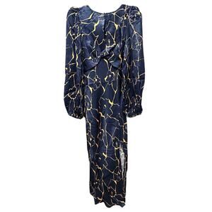 Astr Navy and Gold Floral Maxi Dress